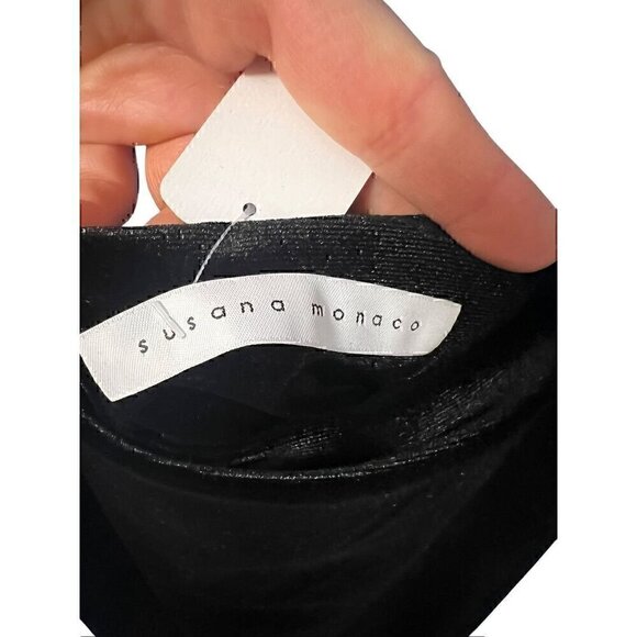 Susana Monaco Women Round Neck, Sleeveless PullOver, Black Velvet Tank Top, SM/M - Picture 4 of 5